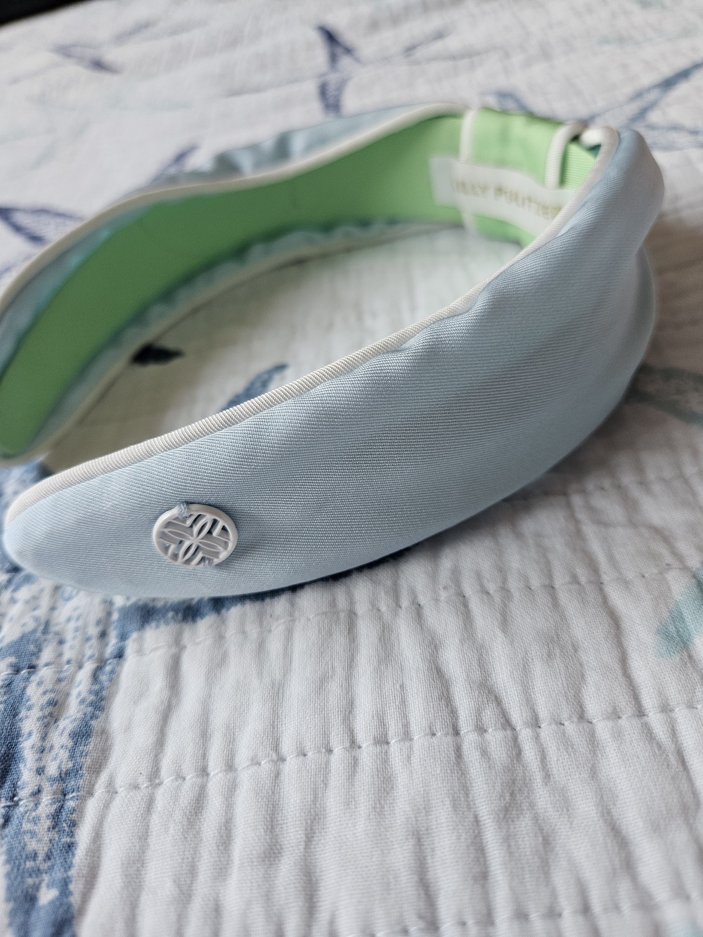 Lilly Pulitzer Light Blue Padded Headband with Green Lining